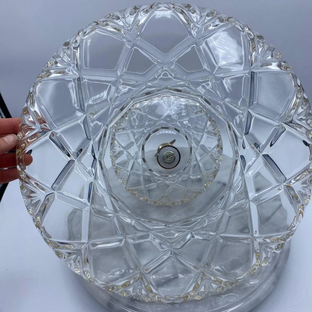 Vintage Mikasa Crystal Hampshire 2 Tier Gold Rim Glass Serving Stand Tray 12in